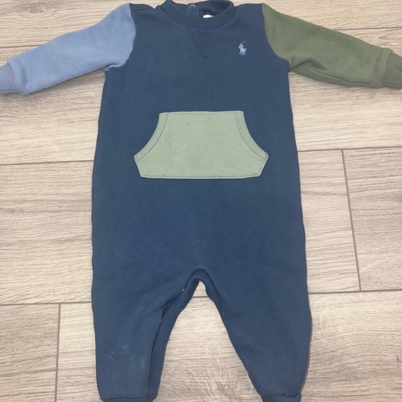 POLO RALPH LAUREN Baby Boys Color-Blocked Fleece Coverall One Piece - Picture 2 of 5